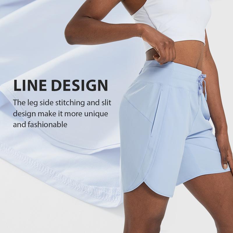 baleaf 2025 Women's  5''/7'' Athletic Long Running Shorts with Zipper Pocket High Waistband Quick Dry Bermuda Shorts for Gym Hiking and Workout