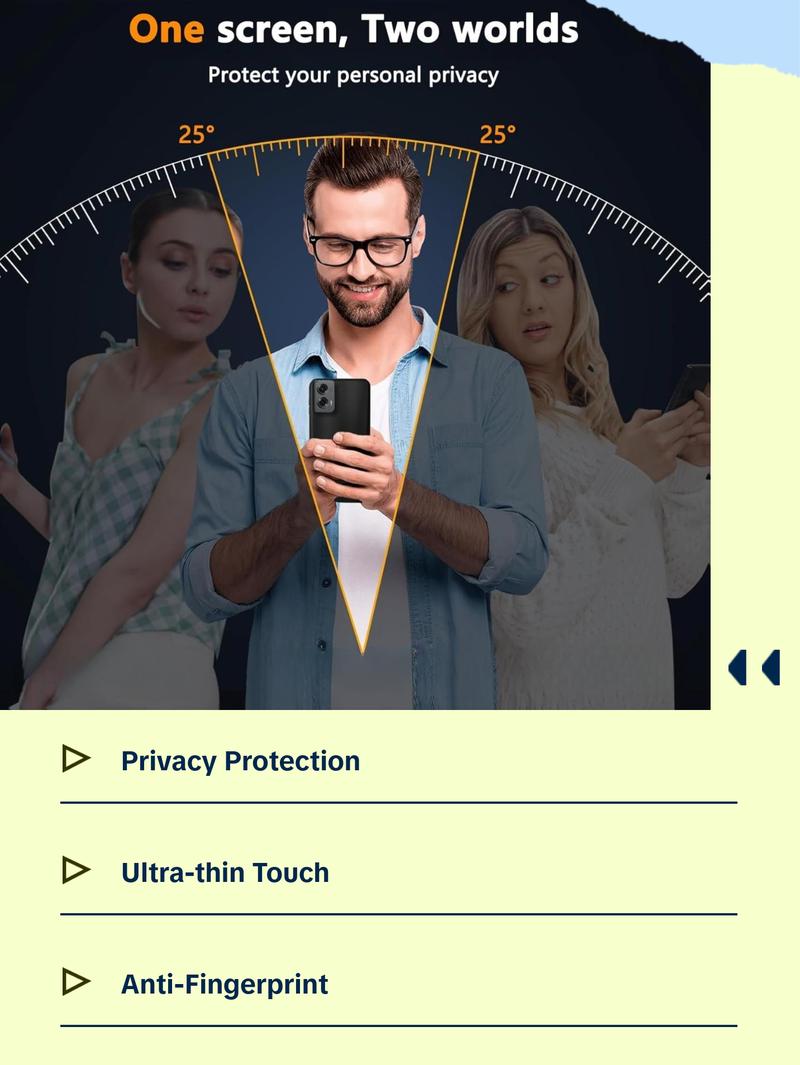 2 Pack Privacy Screen Protector for Motorola Moto G Stylus 5G 2025, Tempered Glass with Anti-Spy Feature, Sensitive Touch, Anti-Fingerprint, Easy Installation, No Bubbles, Case-Friendly Protection Crystal