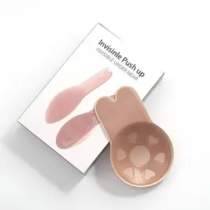 Silicone Push Up Nipple Covers Adhesive Invisible Bra | Reusable Breast Lift Pasties for Backless & Strapless Dresses | Seamless Sticky Lift Cups A–E (Black/Beige)