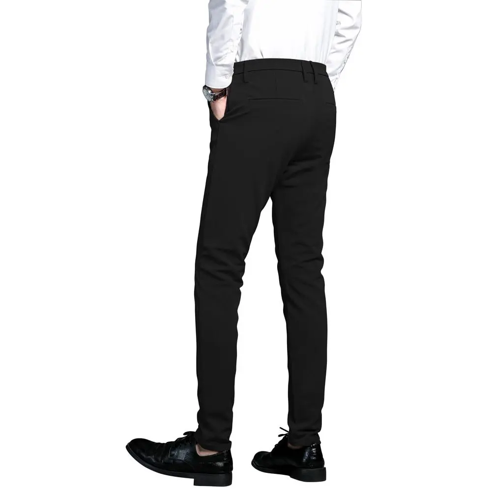 Plaid&Plain Men's Stretch Dress Pants Slim Fit Skinny Suit Pants 7101