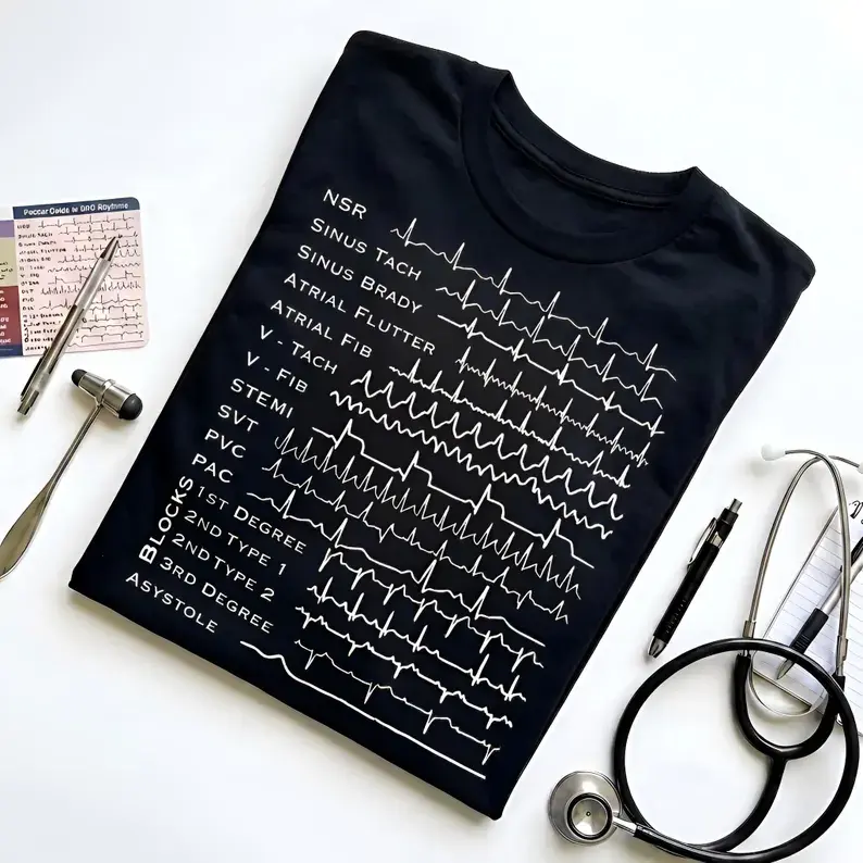 (Comfort Colors) EKG Rhythm Nurse T-Shirt, Cardiac Nurse Graphic Tee, Medical Student Shirt, Telemetry Nurse Gift, Healthcare Worker EKG Tech Outfit, Comfort Colors Shirts