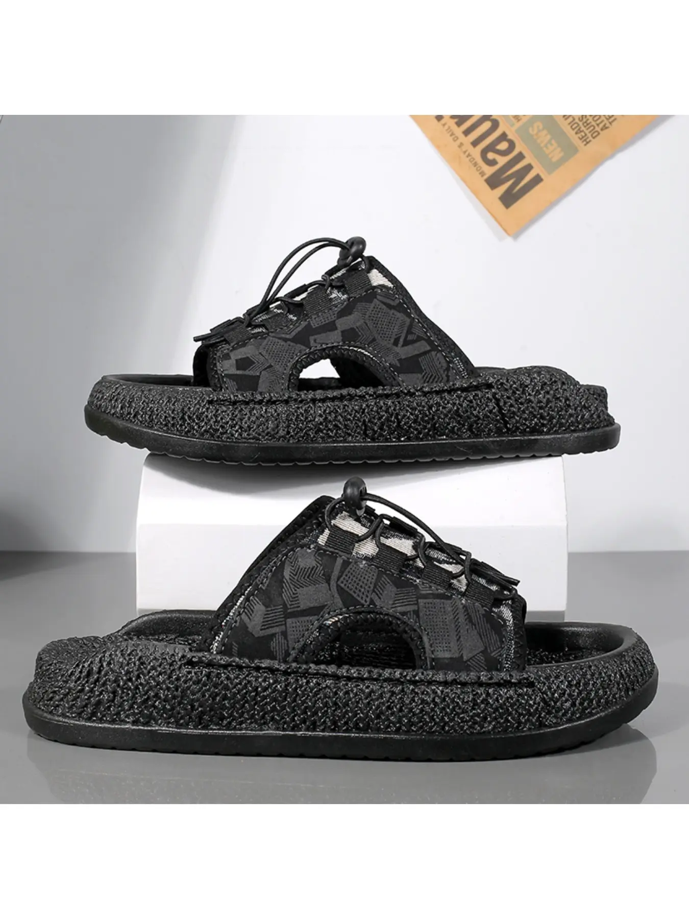 Vintage Jacquard Slippers Wide Slippers, Summer Thick Sole Anti-skid Wear Outside Leisure Cool Slippers