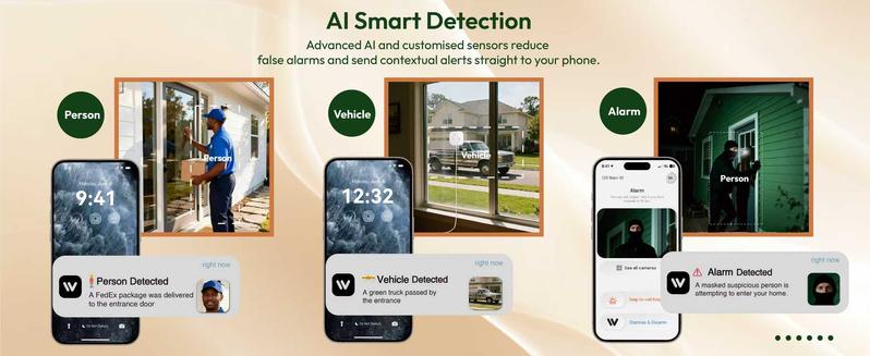 DETIKO 2K Window Security Camera, Smart Indoor Camera for Home Security, 2 Pack with Full Color Night Vision, 2.4GHz & WiFi, Person & Motion Detection, 911 Emergency Dispatch, Quick & Easy Install, US Based Cloud, 24/7 Recording