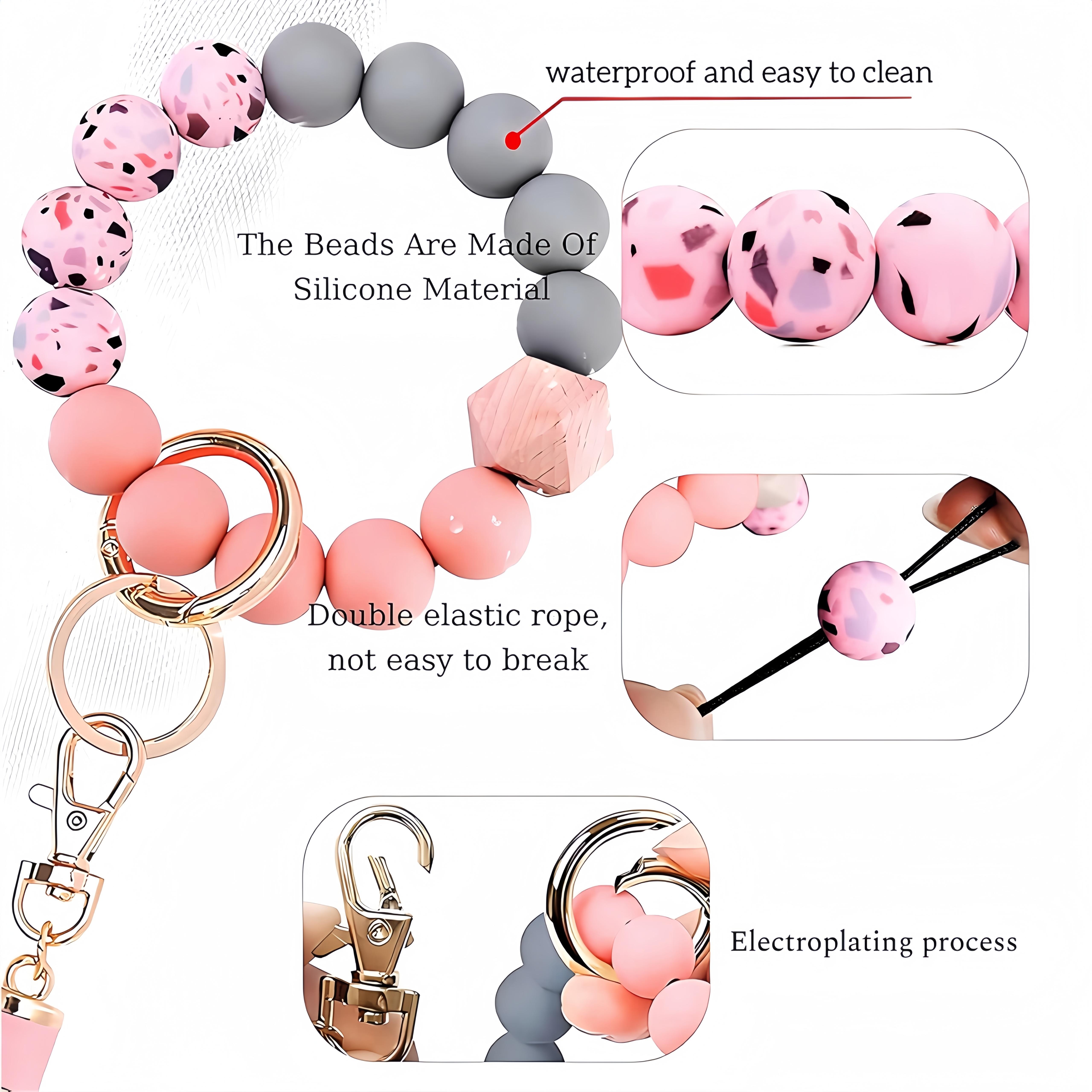 SSYERT PU Keychain Short Wallet,Leather Print Key Chain Student Bus ID Card Bag Boho Beaded Accessory Card Hand Bag Slim RFID Blocking Wristlet Small Credit Card Holder for Birthday Gift,Daily Use