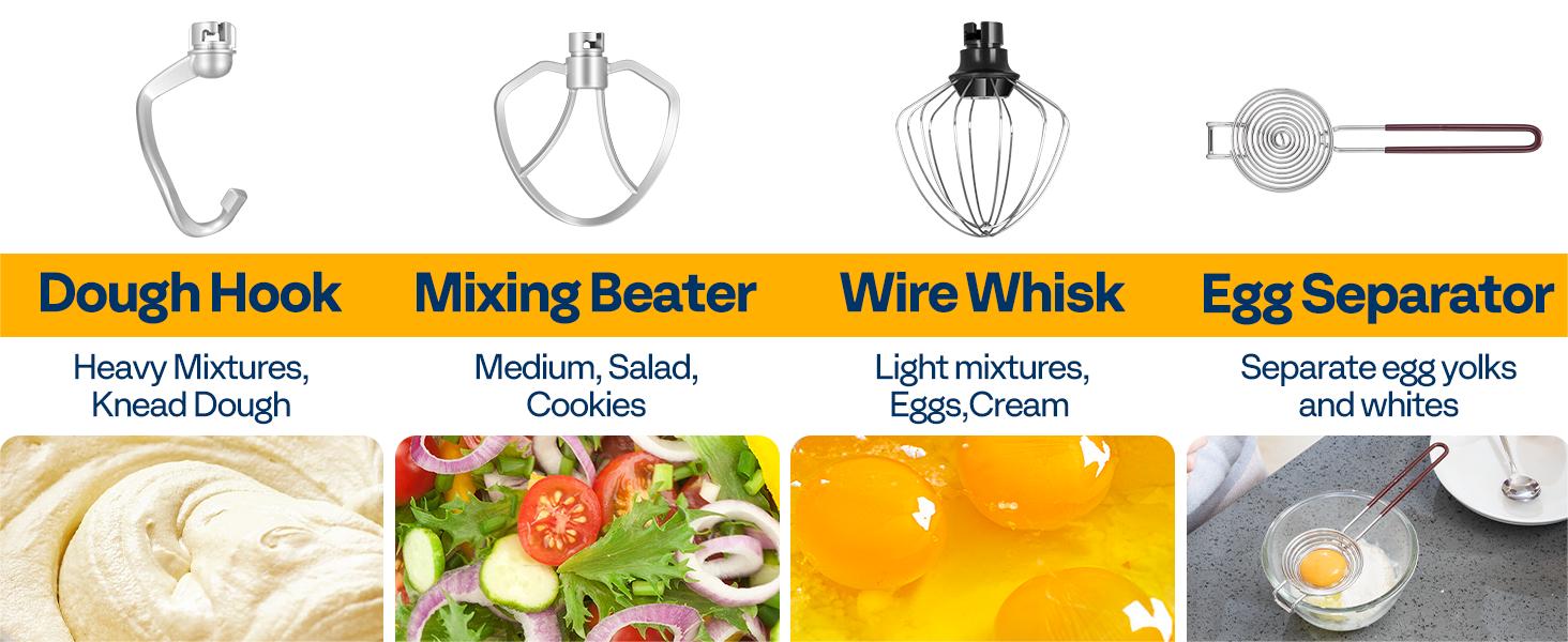 VIVOHOME Multifunctional Stand Mixer, Kitchen Electric Blender, Household Food Mixer for Baking, Bread, and Cakes, with Dough Hook, Beater, Whisk, and Splash Guard