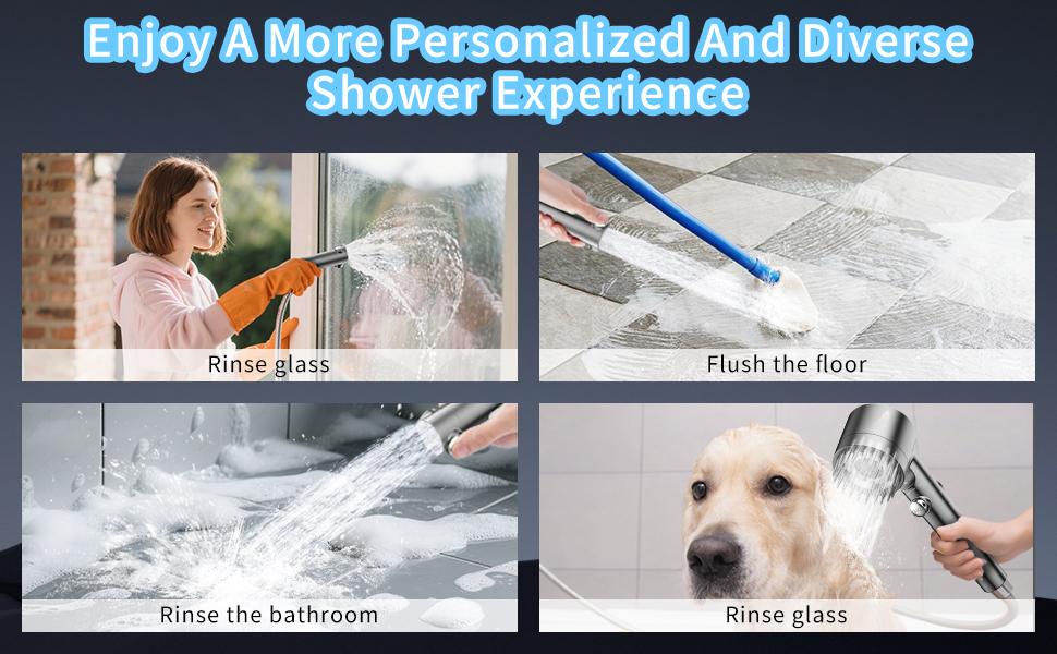 FEELSO Handheld Filter Shower Head High-Pressure Power Wash - 4-Setting Massage Spray, 60" Hose, Chrome Finish, Easy Install, Low Flow, One-Touch Water Stop, Adjustable Pressure, Micro-Technology Nozzles