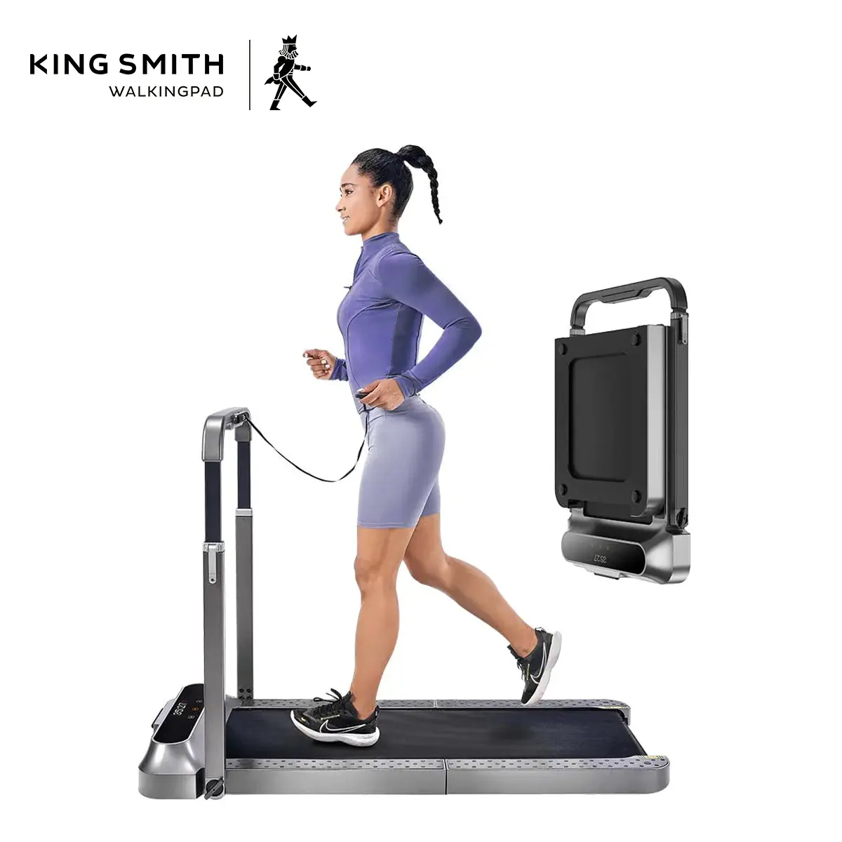 Walking Pad R2 2-in-1 Foldable Treadmill, Adjustable Incline Low Noise Motor, Walk & Run Mode 7.4 MPH, LED Display App Control, 300lbs Capacity, Compact Portable for Home Office