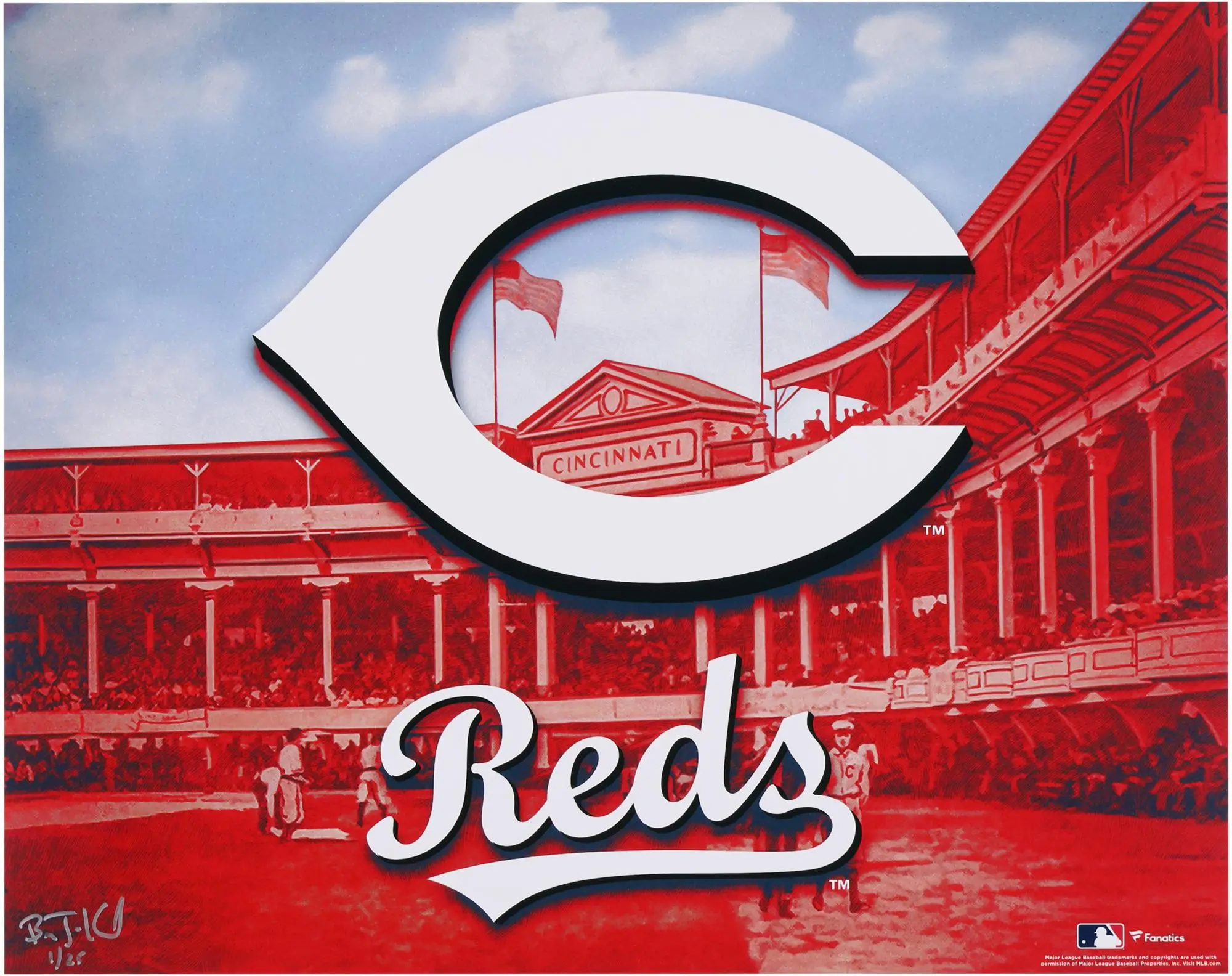 Cincinnati Reds 16" x 20" Photo Print - Art and Signed by Brian Konnick - Limited Edition of 25 - Fanatics Authentic Certified