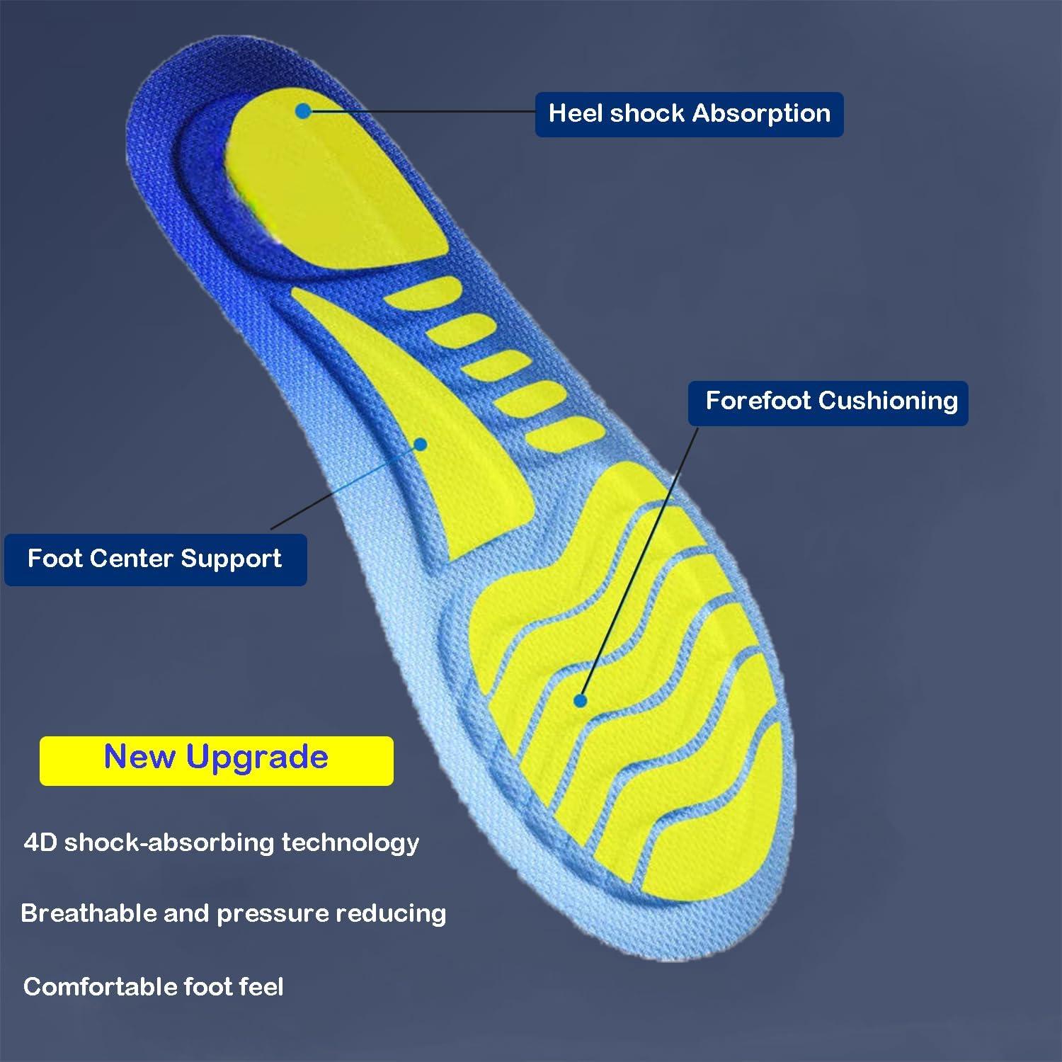 4D Cloud Soles Memory Foam Shoe Inserts,Support Shock Absorption Cushioning Sports Comfort Inserts, Breathable Shoe Inner Soles for Running,Walking,Hiking etc.