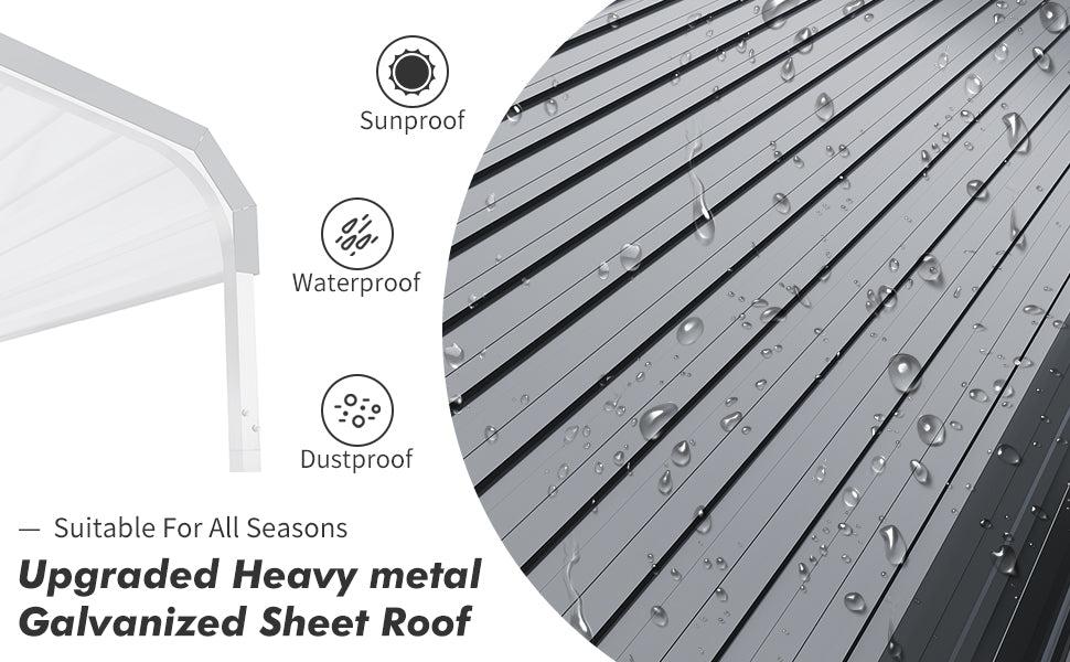 GARVEE 10'x15' Heavy Duty Carport with Galvanized Metal Roof & Updated Frame - Metal Garage Canopy for Cars, Boats, Tractors, Grey