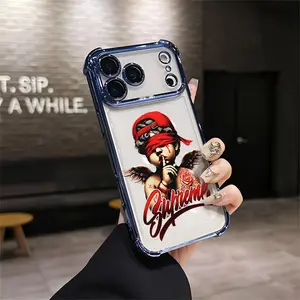 Supreme Blindfold Angel Streetwear Phone Case Red Bandana Cherub Gold Chrome For IPhone 17 16 15 14 13 12 11 PRO PLUS MAX AIR Four-corner Drop-proof Transparent Casual Soft Silicone Phone Case Perfect Gift Cellphone Smartphone Q155