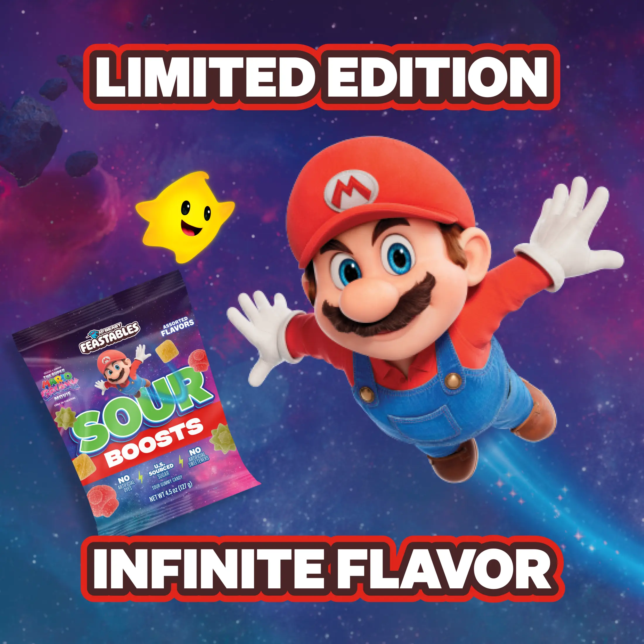 Feastables Sour Boosts Gummy Candy, 4.5oz 12 Count, Limited