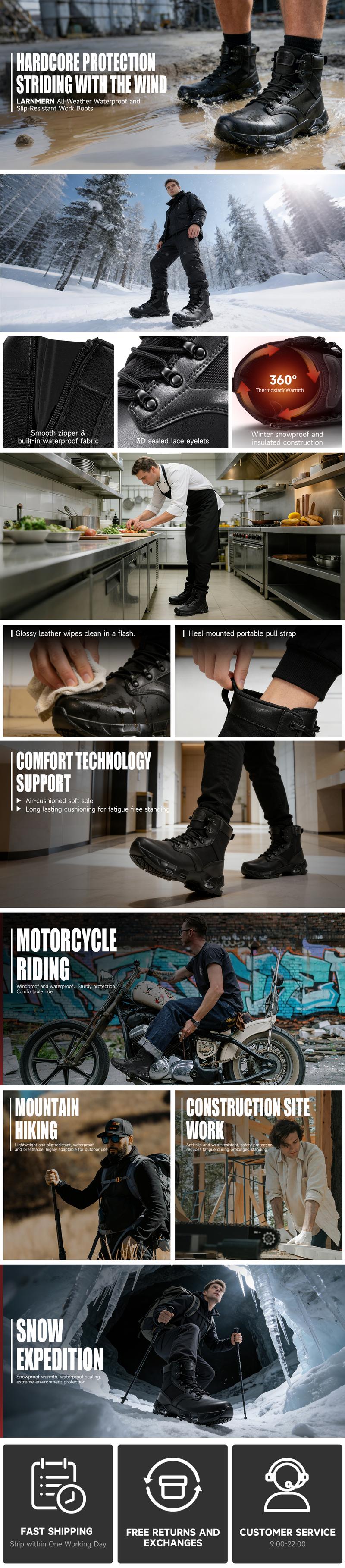 Hiking Non-Slip Waterproof High Boots Work shoes Safety shoes Lightweight and breathable Zipper for easy on and off boots Cushioning air cushion  long-term standing without tiring feet Hiking and climbing travel shoes TikTokShopBlackFriday