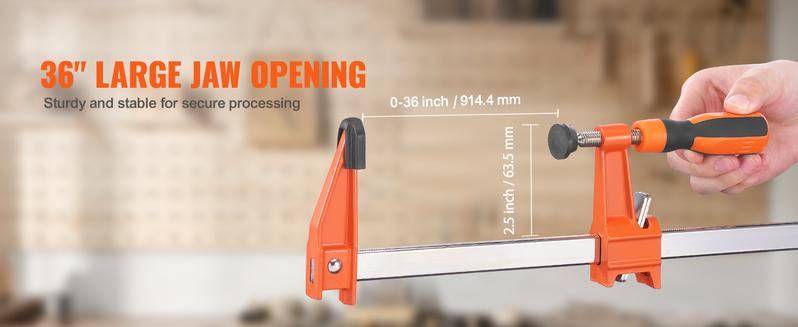 VEVOR Bar Clamps for Woodworking, TikTokShopBlackFriday, 2-Pack 36" Clamp/Spreader, Quick-Change F Clamp with 600 lbs Load Limit, 2.5" Throat Depth, Cast Iron and Carbon Steel, Wood Clamps for Woodworking Metal Working