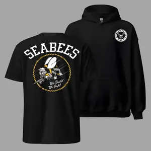Seabees We Build We Fight 2 sides T Shirt and Hoodie, United States Navy Seabees Graphic Tee, Military Construction Battalion Pride Apparel, Soft Cotton Blend T Shirt, Gift for Navy Seabees Veterans Supporters
