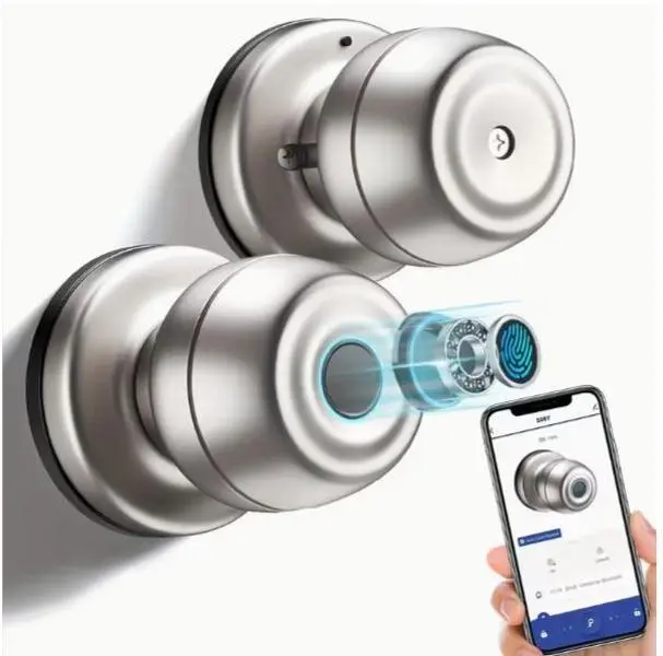 [Deals for You Days]smart Fingerprint Door Lock, Smart Fingerprint Door Knob, Biometric Door knobs with App Control, Auto Lock Door Lock with Code, Keyless Door Knob with Locks for Bedroom, Home,Office FathersDayGift