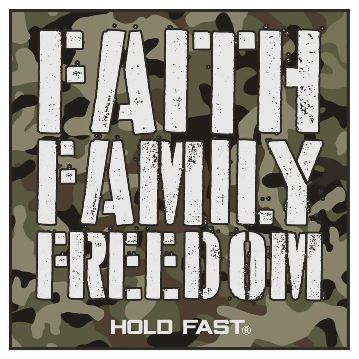 HOLD FAST Vinyl Camouflage Print Sticker - 3.5"x3.5", Water Resistant, Faith-Themed, Ideal for Bike, Phone Sticker, Laptop Decor, Neighbor Gifting (Toys & Hobbies DIY Scrapbooking & Stamping Accessory)