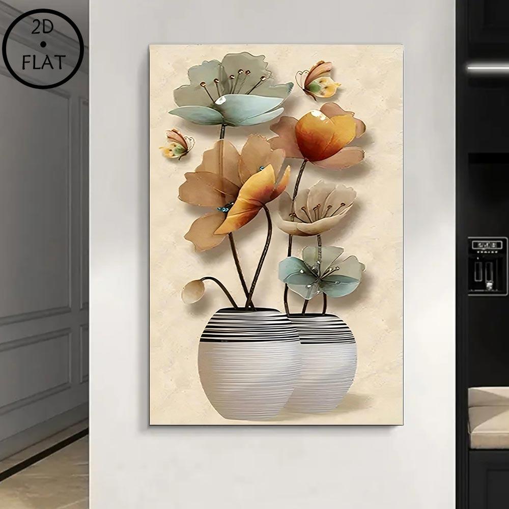 2D Flat 1pcs Framed Wood Canvas , Elegant Floral Wall Art, Home Decor, Wall Decor, Living Room, Bedroom, Office Decor, Room Decor, Mural Decor, Perfect for Room Decor