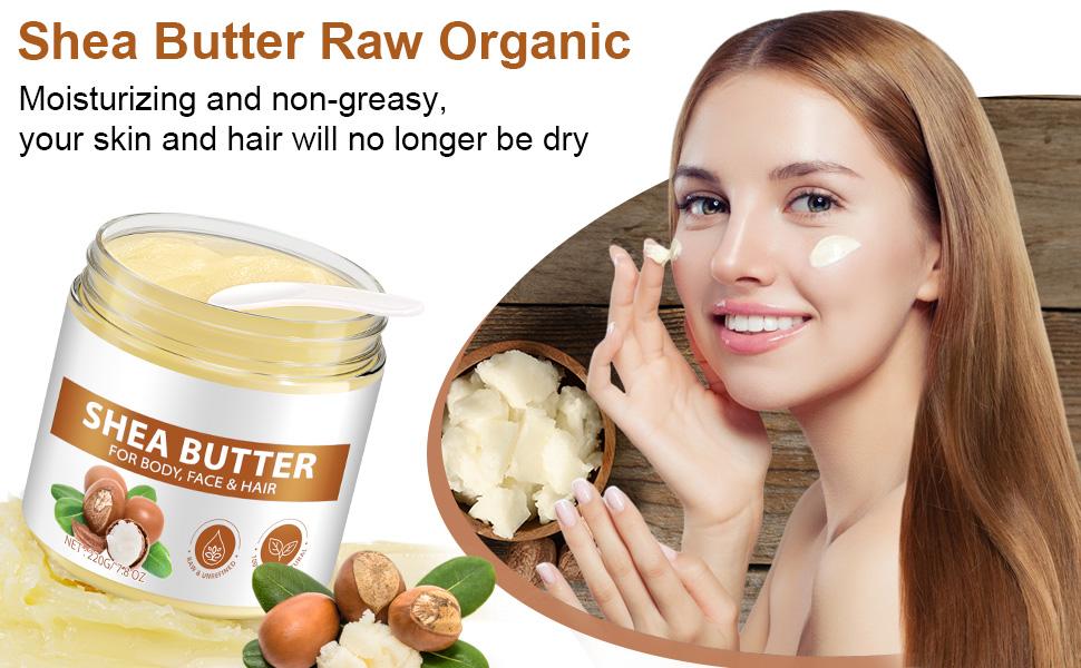 Shea Butter, Shea Butter Raw Organic, Soothes, Nourishes and Softens Dry Skin, Raw & Undefined Shea Butter Suitable for All Skin Types-7.8 oz