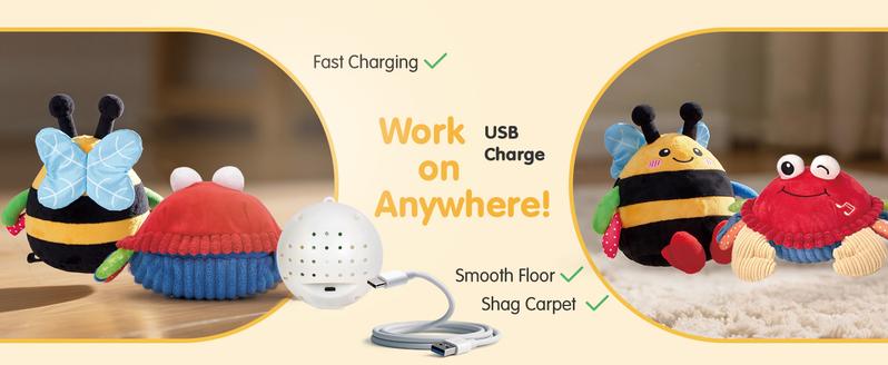 Hahaland Musical Interactive Dancing Crab/Bee Plush Toy - 48 Songs & Recording Feature - Walking Moving Bouncing Crawling Toddler Toy 1-3 Baby Toy 0-3-6-12-18 Months Birthday Christmas Valentine's Day Gifts for Kids