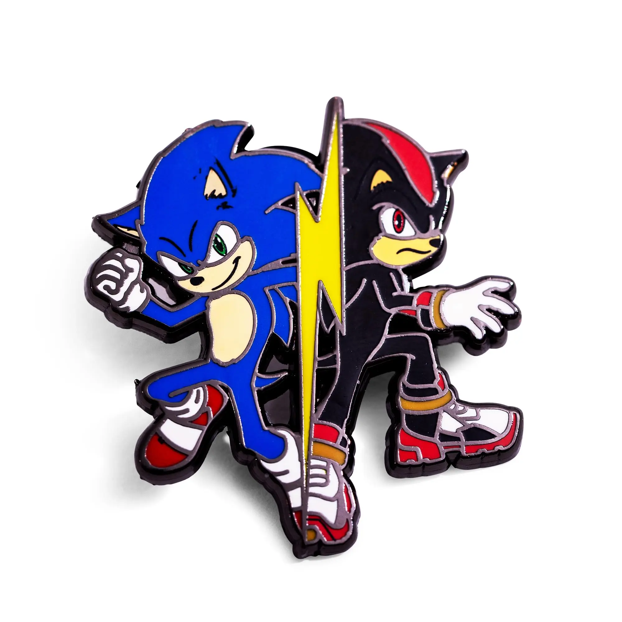 Sonic The Hedgehog 3 Dynamic Enamel Pin - Unisex Enamel Lapel Pin, Dual Sonic & Shadow Design, Captures Duality of Speed and Power, High-Energy Theme Collar Clip Necktie Clip Brooch