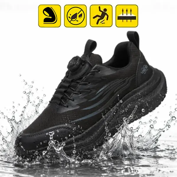 MELLOWMILES Unisex Women's Safety Trainers - Non-Slip, Water Resistant, Breathable, Cushioned EVA Rubber Work Footwear for Food Service Chefs, Closed Round Toe Kitchen Work Wear Casual Shoes Sneaker Training Runner Running