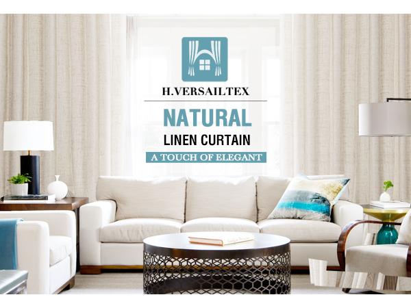 H.VERSAILTEX Natural Linen Curtains for Living Room 2 Panels Back Tab Loop Pocket Linen Textured Light Filtering Neutral Country Rustic Farmhouse Boho Curtain for Bedroom