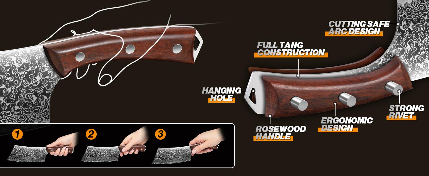 Huusk Hand Forged Meat Cleaver Knife with Sheath, Japanese Kitchen Knife for Cooking, Vegetable and Meat Cutting, Ideal for Cooking Gifts