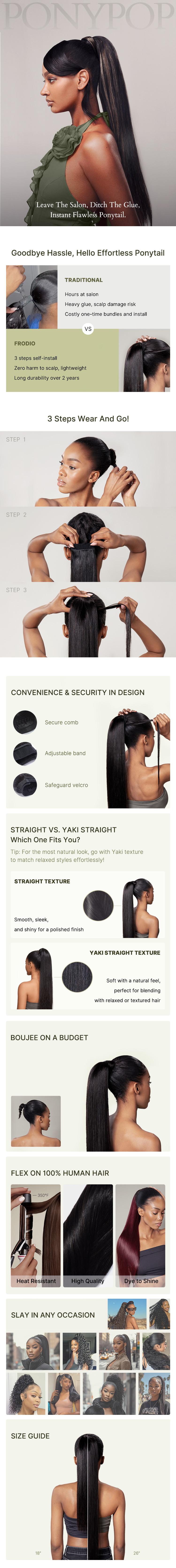 Frodio 100% Human Hair Natural Black Straight Ponytail Hairstyle Extension Ponypop Ponytail Wrap Around Ponytail - Destiny TikTokShopBlackFriday Frodio 100% Human Hair Natural Black Straight Ponytail Hairstyle Extension Ponypop Ponytail Wrap Around Ponytail - Destiny TikTokShopBlackFriday