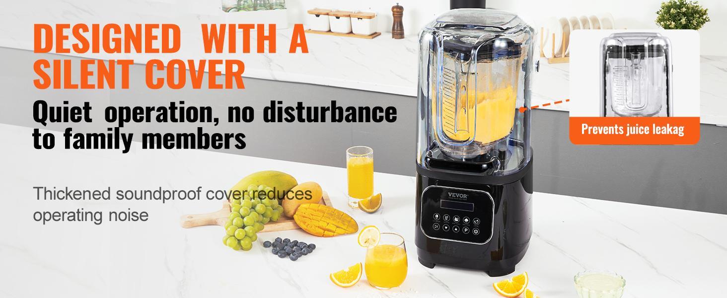 VEVOR Professional Blender with Shield, TikTokShopBlackFriday, Commercial Countertop Blenders, 68 oz Blender Combo, Stainless Steel 9 Speed & 5 Functions Blender, for Shakes, Smoothies, Peree, and Crush Ice