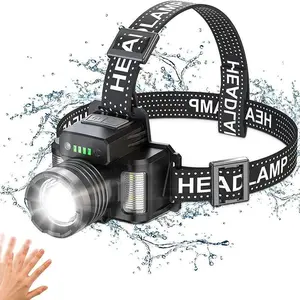 Outdoor Portable LED Flash Light, 2000lm LED Headlight USB Rechargeable Headlamp Built-in Type C Charging with Output Charge Indicator Induction Headlight for Camping, Running, Fishing, Hiking, Reading & Outoor Sports
