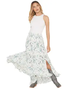 Wild Moss Women's Floral Print High-Low Skirt - Ima5895-W2027