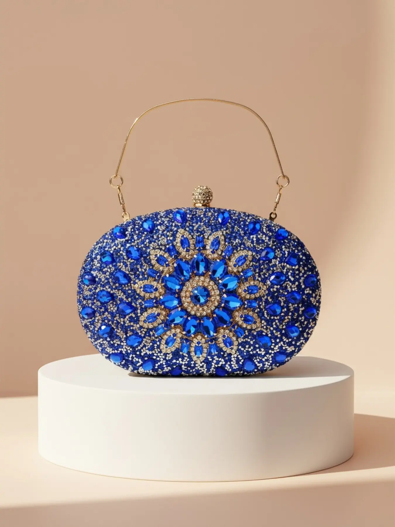 Elegant Floral Rhinestone Evening Bag for Women, Party Prom Gown Handbag, Oval Shape Wedding Gift, Perfect for All Occasions, Glitter Evening Bag, Bling Evening Bag