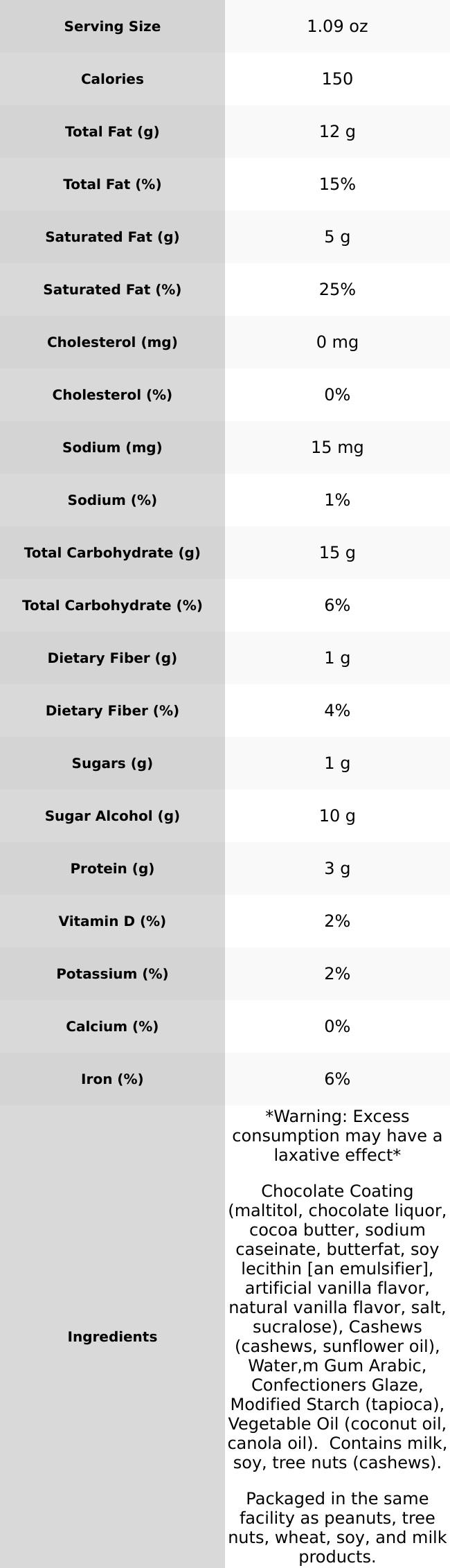 Sugar Free (No Sugar Added) Milk Chocolate Cashews