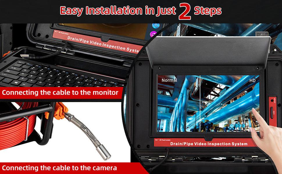 【GARVEE】Sewer Camera with Locator, 300ft Sewer Inspection Camera with 512Hz Transmitter and Receiver, IP68 Camera w/12 Adjustable LEDs and DVR, 10.1'' Drain Pipe Cameras with DVR 16GB