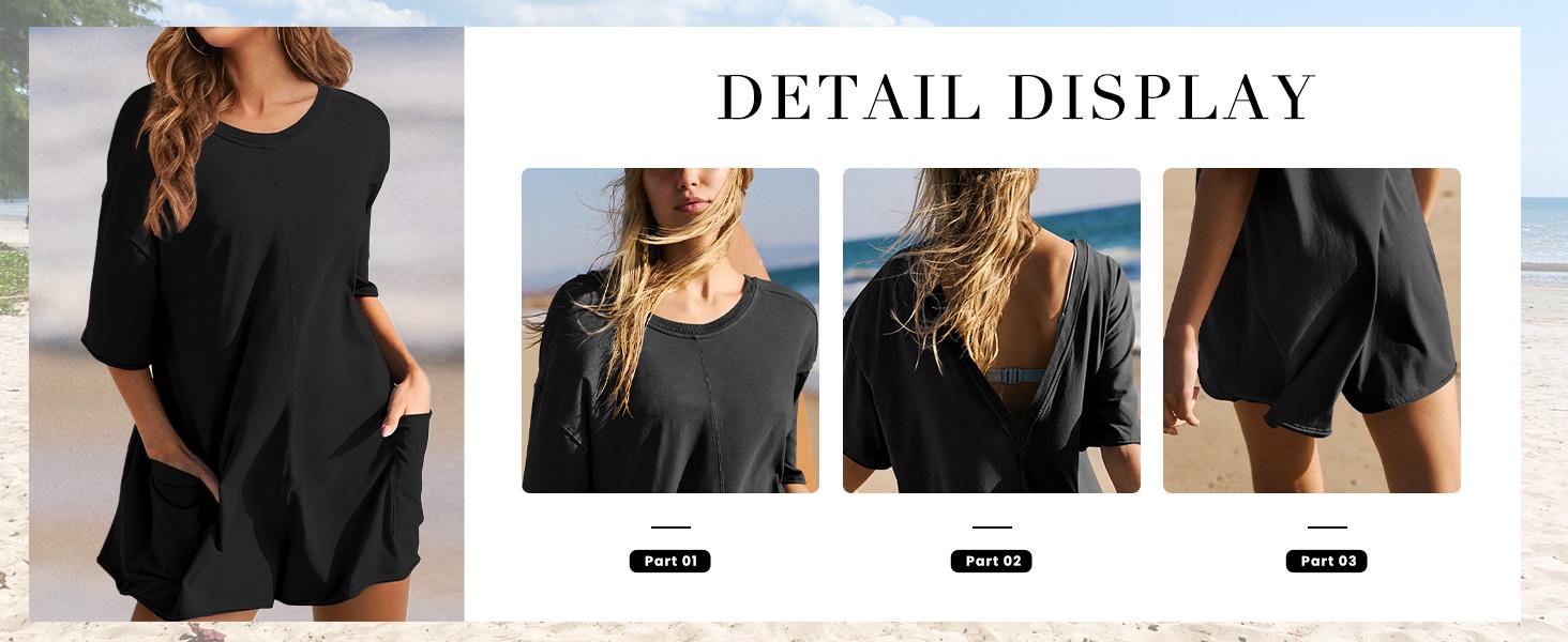 Yeokou Women's Oversized Athletic Jumpsuit Casual Romper Overall Workout Tee Hot Short Romper