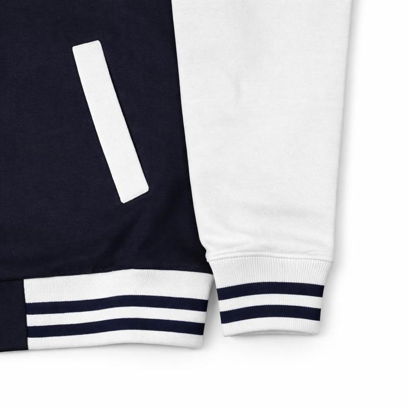 Classic Varsity Jacket – Button-Up Letterman Jacket, 80% Cotton 20% Polyester, Casual Streetwear Coat – Red, Navy, Black