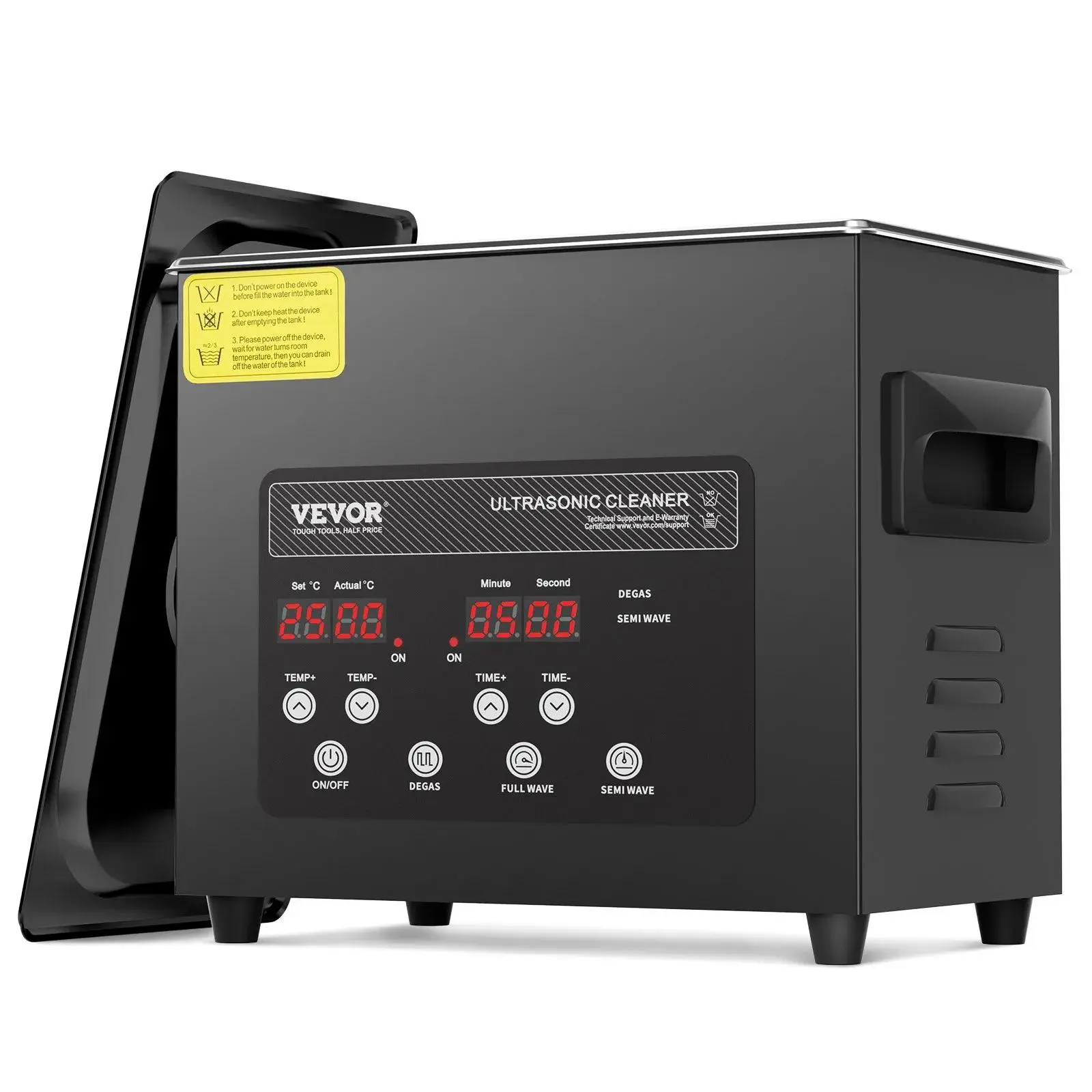 VEVOR 3L Digital Ultrasonic Cleaner, 120W 40kHz Stainless Steel Machine with Heater, Timer, Gentle Mode, Upgraded Degassing, Drainage System, Portable Handle, Easy Lift, Full-Angle Precision Cleaning, Durable for Jewelry, Eyewear, Removes Stubborn Stains