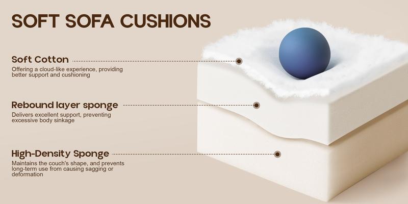 Modern 108" Boneless Couch Cloud Modular Sectional Sofa With Removable Ottomans & Chaise - Plush Corduroy , Deep Seat, Upholstered Couches, No Assembly Required for Living Room