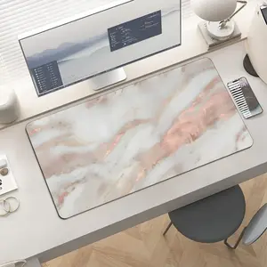 Rose Gold Marble Desk Mat Decor Mouse Pad Abstraction Metallic Luxury Large Gaming Mousepad Women Girly Keyboard Mat Computer Desk Pad For Work Office