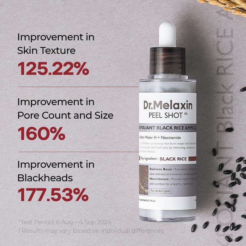 [Dr.Melaxin Official] Peel Shot Glow Rice Ampoule Duo - Serums for Brightening, Exfoliating, and Moisturizing - Suitable for All Skin Types