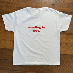 Reading Is Hot Baby Tee Heavy Cotton Iconic Slogan T-shirt 90s Aesthetic Vintage Tee Trending Print Top