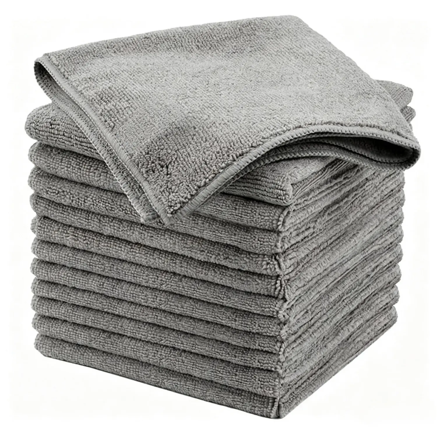 Absorbent Microfiber Cleaning Cloth, Multipurpose Reusable Towels for Kitchen, Mirrors, Streak-Free Wipe Rags, 12-Pack, Grey, 25x25cm (10x10in) Strong Water Absorption