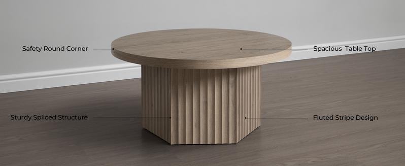 SICOTAS Round Coffee Table for Living Room, Modern Fluted Circle Center Coffee Table with Storage, 32" Accent Tea Dining Table for Apartment, Grey Alder SICOTAS Round Coffee Table for Living Room, Modern Fluted Circle Center Coffee Table with Storage, 32" Accent Tea Dining Table for Apartment, Grey Alder