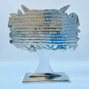 Árbol de La Vida Salmo 23 “El Señor es mi Pastor” 10” X 9” Hecho en México. Pewter pulido