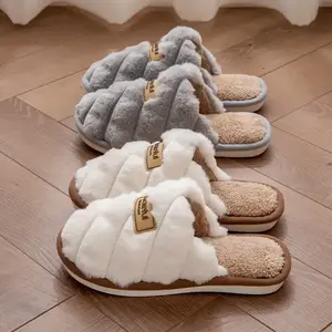 [Trusted] cozy Plaid colorblock slippers for men & women-warm, non-slip indoor home shoes with soft faux rabbit lining
