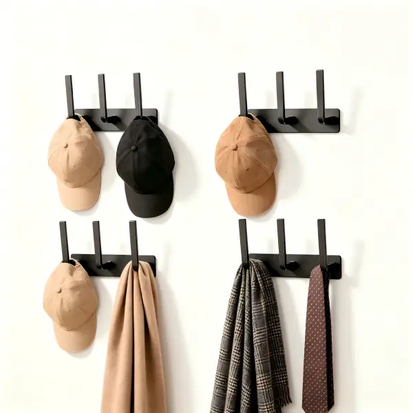 Stainless Steel Wall Coat Rack L-Shape - Heavy Duty 3-Hook Wall Mounted Hangers, Black Finish, 2-Pack, Rust-Resistant Space-Saving Organizer for Entryway Bathroom Bedroom