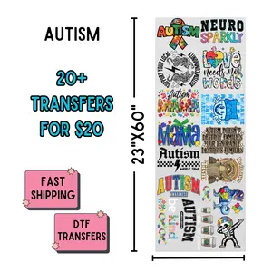 Autism | Dollar Deals DTF Transfer Gang Sheet For Graphic Tees
