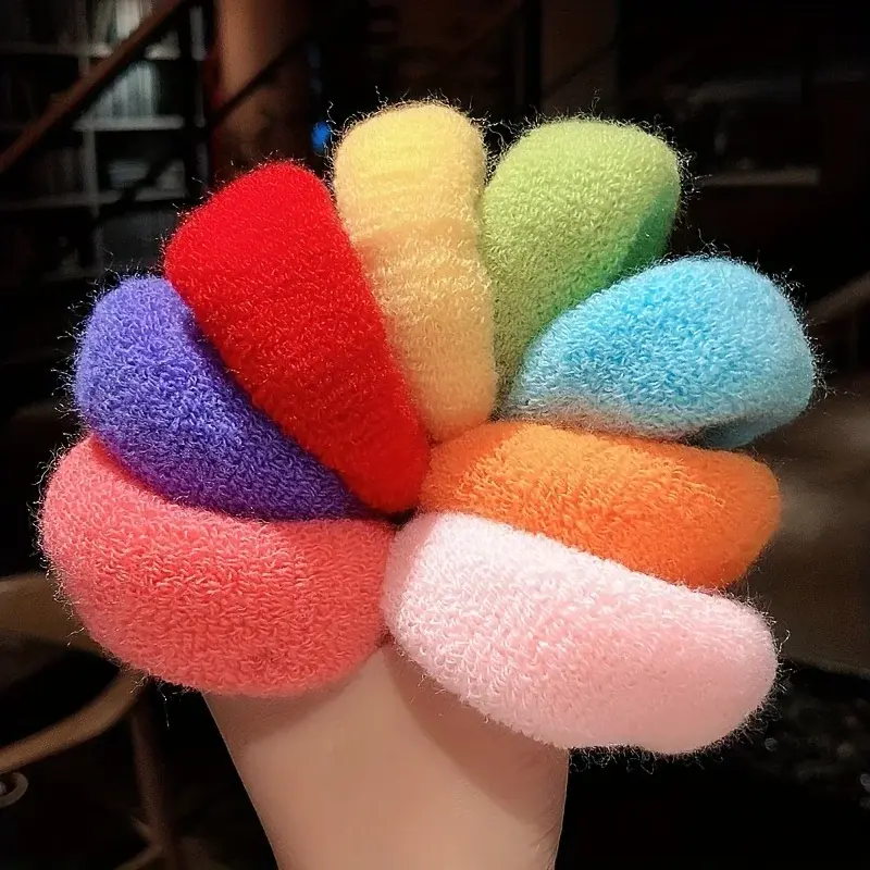12PCS Candy Color Hair Ties Cotton Elastic Head Rope Ponytail Holders Headband Seamless Thick Band Hair Accessories For Women