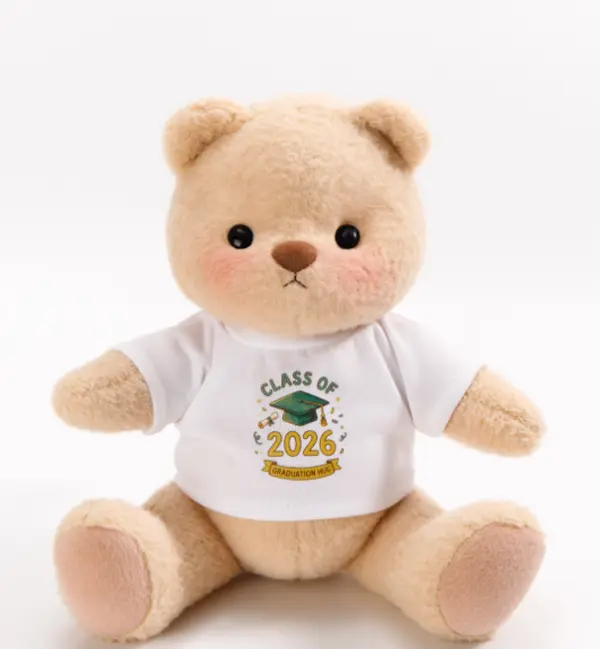 Getahug 2026 Class Graduation Handmade Polyester Stuffed Teddy Bear, 12” (standing) 7.5” (width) 9” (sitting) with Rotating Joints, Unisex Gift, Ideal for 1 Target Group & 2 Scenarios, Not Suitable for Kids Under 6